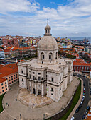 Aerial view of National Pantheon and city skyline, Lisbon, Portugal