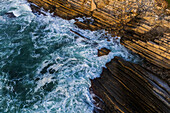 Aerial view of Vestigios do Forte and the rocky cliffs of Baleal Island, Portugal