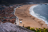 View of Nazare beach and cityscape, Portugal