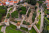 Aerial view of Sao Jorge Castle, known in English as Saint George's Castle, historic castle in the Portuguese capital of Lisbon