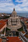 Aerial view of National Pantheon and city skyline, Lisbon, Portugal