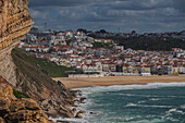 View of Nazare beach and cityscape, Portugal