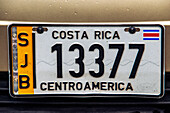 A Costa Rica Central America number plate - license plate - vehicle registration plate for buses, autobuses or coaches isolated on a white background