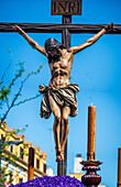 Seville, Spain, Apr 11 2017, Depiction of Cristo de la Buena Muerte during a religious procession in Seville.