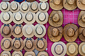 Arrangement of woven hats being sold in Nazas, Mexico