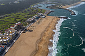 Aerial view of Nazare beach and cityscape, Portugal