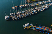 Aerial view of Port and Marina of Nazare, Portugal