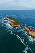 Aerial view of Vestigios do Forte and the rocky cliffs of Baleal Island, Portugal