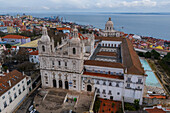 Aerial view of Church of St. Vincent de Fora, National Pantheon and city skyline, Lisbon, Portugal