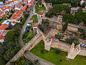 Aerial view of Sao Jorge Castle, known in English as Saint George's Castle, historic castle in the Portuguese capital of Lisbon