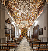 Llerena, Spain, Nov 30 2024, Explore the stunning Baroque altarpiece and Renaissance painted ceiling of the Iglesia del Convento de Santa Clara in Llerena, Extremadura.