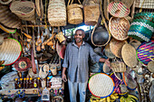 Local street market vendor selling handmade products, Mto wa Mbu, Tanzania