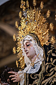 Seville, Spain, Apr 11 2017, Sculpture of Virgen de la Soledad, an anonymous sculpture from the late 16th century