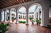 Llerena, Spain, Nov 30 2024, Discover the stunning architecture of the renaissance cloister within the Convento de Santa Clara in Llerena, Extremadura, Spain.