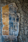 Colorful fresco in the House of Venus in the Shell, Building II.3.3, in the ancient Roman ruins of Pompeii, Italy.