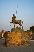 The sculpture 'Centauro' by Polish sculptor Igor Mitoraj in the forum of the ancient Roman ruins of Pompeii in Italy.