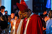 Procession of the Holy Sepulchre, Good Friday. Mons. Hugo Alberto Torres Marin. Easter week. Santa Fe de Antioquia. Holy Week in Santa Fe de Antioquia. The celebration of this Catholic tradition in this municipality in the department of Antioquia, Colombia, is one of the most important in the country. The processions through its old cobblestone streets are a tradition dating back to the colonial era and are accompanied by the smoke of incense and the songs and prayers of the penitents who accompany them.