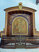 A painting of the baptism of Christ in the Basilica of Our Lady of Candelaria, Medellin, Colombia.