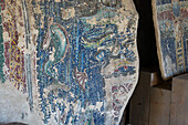 Mosaike aus den Vorstadtbädern, ausgestellt im Gebäude VII.7.2 in den antiken römischen Ruinen von Pompeji, Italien.