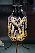 The cameo glass Blu Vase in the Vesuvian Life Gallery, National Archaeological Museum of Naples, Naples, Italy.