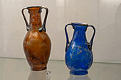 Free-blown glass amphorae in the Vesuvian Life Gallery, National Archaeological Museum of Naples, Naples, Italy. From 1st Century Pompeii.