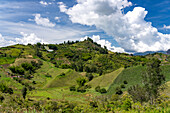 Grazing & farmland in the hilly countryside near Guatape, Colombia.