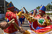 Paloteo dance and costume during Barranquilla's Carnival, Colombia