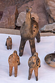 Llama-shaped ceramic ocarinas for sale at the Amphitheater in Quebrada de las Conchas, Argentina.