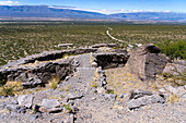 A hilltop lookout or fort in the pre-Hispanic Ruins of Quilmes Archeological Park in Tucuman, Argentina.