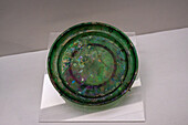 A blown-glass plate in the Vesuvian Life Gallery, National Archaeological Museum of Naples, Naples, Italy. From 1st Century Pompeii.