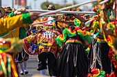 Garabato dance and costume during Great Parade at Barranquilla's Carnival, Colombia