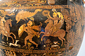 An Apulian red-figured amphora in the National Archaeological Museum of Naples, Naples, Italy. Magna Graecia Collection. From the Hypogeum of the Darius Vase, circa 340-320 B.C.