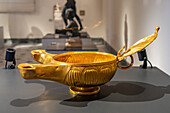 A 1st Century golden lamp from the Temple of Venus in Pompeii in the National Archaeological Museum of Naples, Naples, Italy.