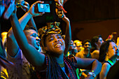 Spectators enjoying the artists' performances at the Pablo Tobón Uribe theater.