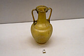 A mold-blown glass amphora in the Vesuvian Life Gallery, National Archaeological Museum of Naples, Naples, Italy. From 1st Century Pompeii.