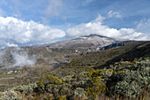 The Nevado del Ruiz Volcano in Los Nevados National Natural Park in the Central Cordillera of the Andes in Colombia.