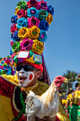 Congo dance and costume during Great Parade at Barranquilla's Carnival, Colombia