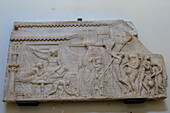 Bas relief of a scene of Theoxenia Farnese Collection, National Archaeological Museum of Naples, Naples, Italy.
