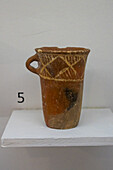 Pre-Hispanic indigenous Amerindian ceramic jar in the Museum of Anthropology, Salta, Argentina. Early or Formative Period, circa 500 B.C - 500 A.D.