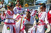 Cumbiamba troupe during Great Parade at Barranquilla's Carnival, Colombia