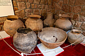 Large pre-Hispanic indigenous Amerindian ceramic pots in the Museum of Anthropology, Salta, Argentina.