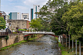 Puente Espana or the Spain Bridge over the Cali River in Cali, Colombia. The bridge was donated by the Spanish crown to commemorate the 400th anniversary of the city of Cali in 1936.