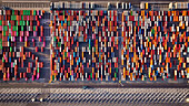 Los Angeles, United States - March 2025: Aerial View of Long Island port harbor, in Los Angeles, USA.