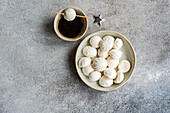 Homemade mini vanilla zephyr jams with rose jam, perfectly paired with a refreshing coffee liqueur drink, are a delicious treat
