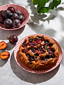 Plum cake, with ice cream, sunshine, natural shade