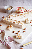 Almond nougat Traditional festive sweets.