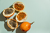 Fresh passion fruit, Passiflora ligularis, sweet granadilla or grenadia