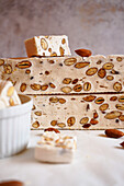 Almond nougat Traditional festive sweets.