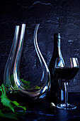 Decanter concept for red wine with swan-style decanter, suitable for strong wines such as the Shiraz Cabernet pictured.