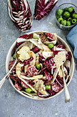 Radicchio leaves stuffed with fennel, hazelnuts and cheese